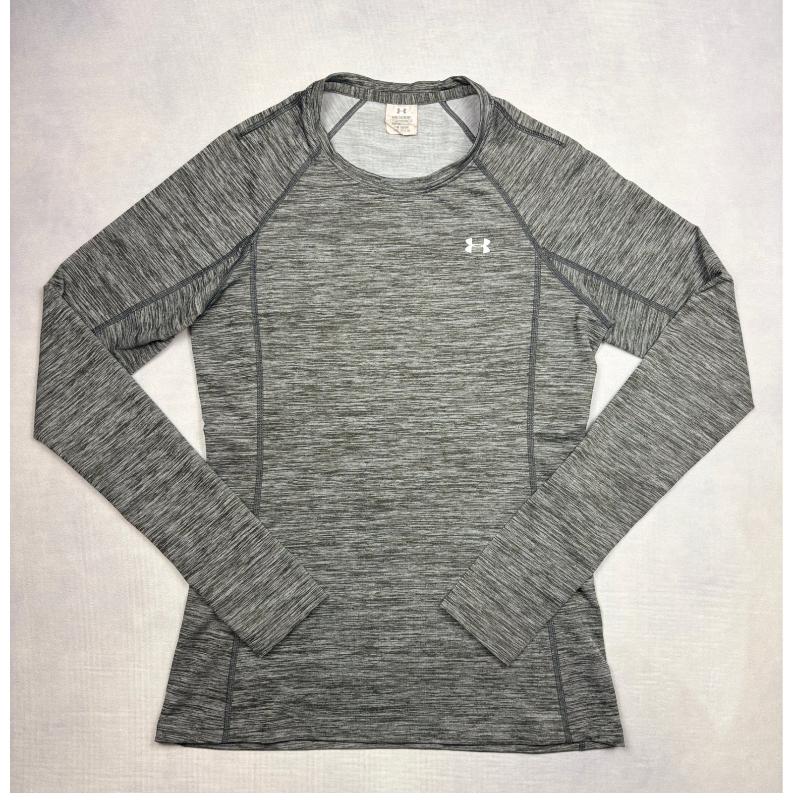 Under Armour Heatgear Gray Space Dye Long Sleeve Athletic Top Mens Medium